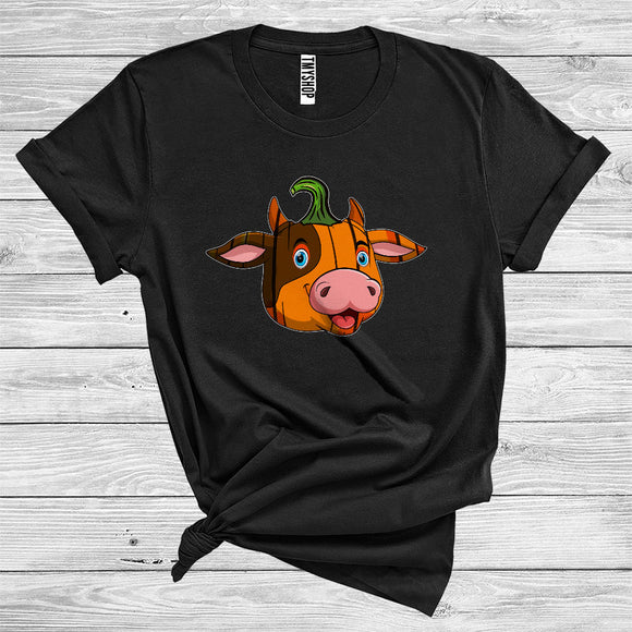 MacnyStore - Pumpkin Cow Face Funny Halloween Costume Farm Animal Lover T-Shirt