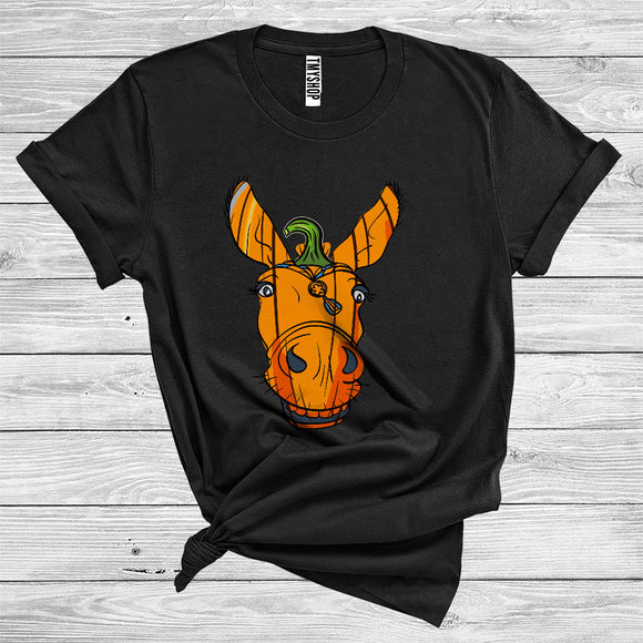 MacnyStore - Pumpkin Donkey Face Funny Halloween Costume Farm Animal Lover T-Shirt