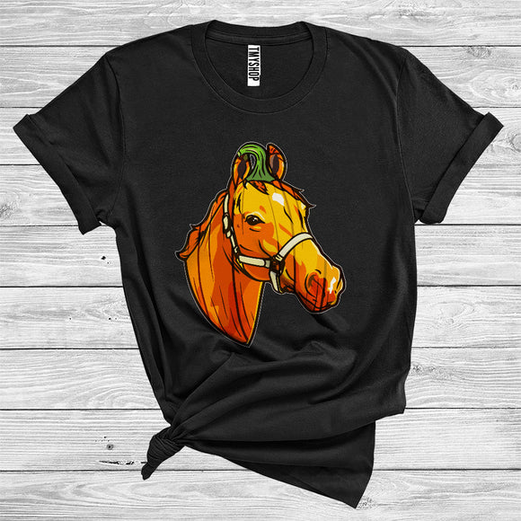 MacnyStore - Pumpkin Horse Face Funny Halloween Costume Farm Animal Lover T-Shirt