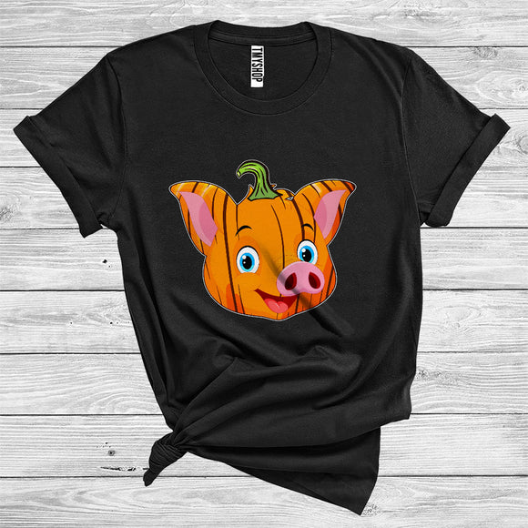 MacnyStore - Pumpkin Pig Face Funny Halloween Costume Farm Animal Lover T-Shirt