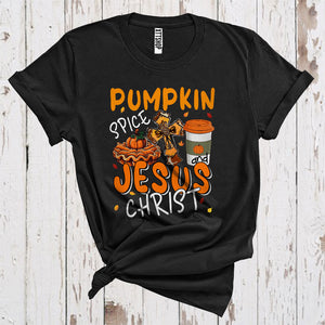 MacnyStore - Pumpkin Spice Jesus Christ Cool Thanksgiving Pumpkin Pie Christian Cross T-Shirt