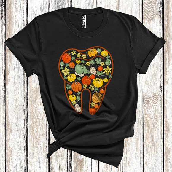 MacnyStore - Pumpkin Tooth Shape Cute Thanksgiving Halloween Pumpkin Lover Matching Dentist Group T-Shirt