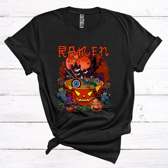 MacnyStore - Ramen Funny Halloween Ramen Bowl With Scary Eyes Zombie Fingers Witch Pumpkin T-Shirt