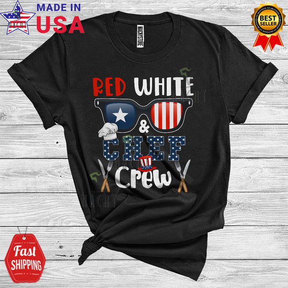MacnyStore - Red White And Chef Crew Funny Chef Team 4th Of July Careers Jobs Group T-Shirt