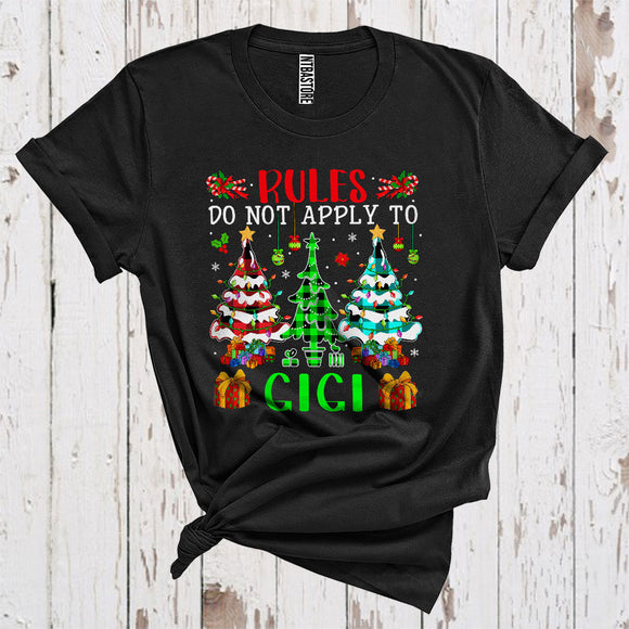 MacnyStore - Rules Do Not Apply To Gigi Funny Sarcastic Three Christmas Trees Plaid Lover Matching Family Group T-Shirt