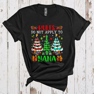 MacnyStore - Rules Do Not Apply To Nana Funny Sarcastic Three Christmas Trees Plaid Lover Matching Family Group T-Shirt