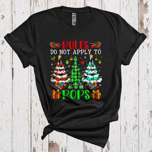 MacnyStore - Rules Do Not Apply To Pops Funny Sarcastic Three Christmas Trees Plaid Lover Matching Family Group T-Shirt