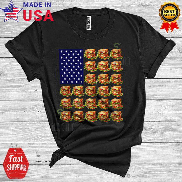 MacnyStore - Sandwich American Flag Cool Fast Food Lover Patriotic Summer Vacation 4th Of July T-Shirt