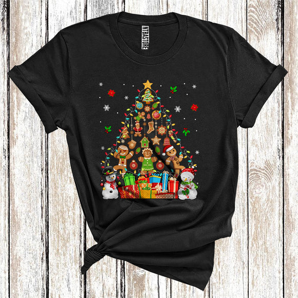 MacnyStore - Santa Gingerbread Cookie Ornaments Xmas Tree Lights Snowman, Christmas T-Shirt