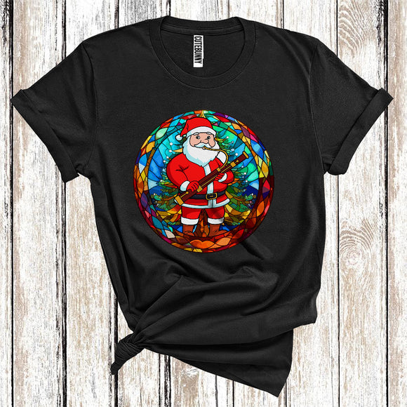 MacnyStore - Santa Playing Bassoon Cute Merry Christmas Colorful Xmas Tree Musical Instruments Player T-Shirt