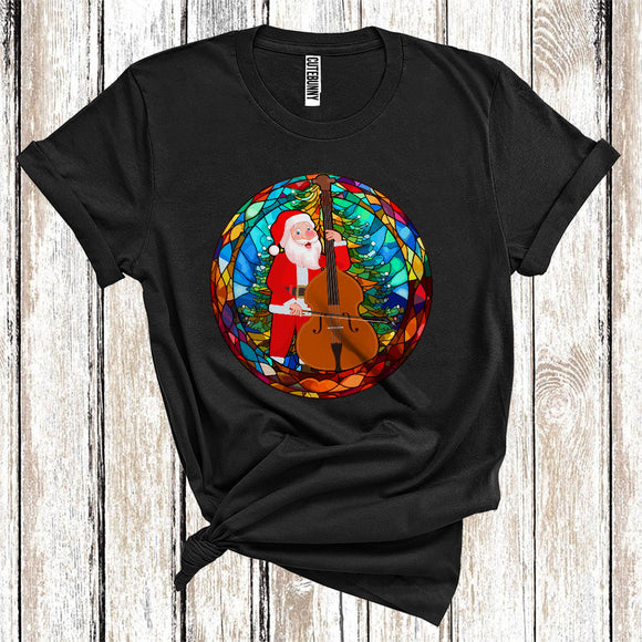 MacnyStore - Santa Playing Cello Cute Merry Christmas Colorful Xmas Tree Musical Instruments Player T-Shirt