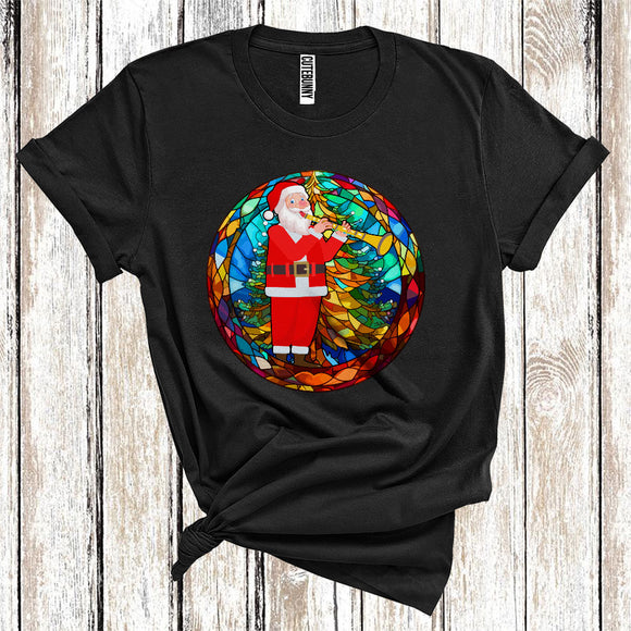 MacnyStore - Santa Playing Clarinet Cute Merry Christmas Colorful Xmas Tree Musical Instruments Player T-Shirt