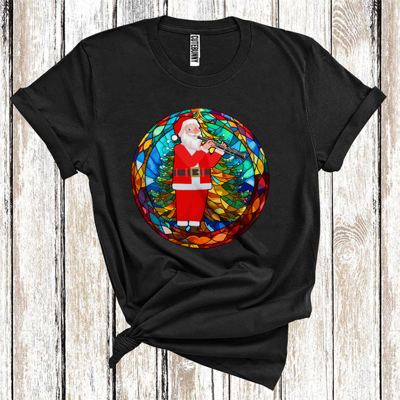MacnyStore - Santa Playing Oboe Cute Merry Christmas Colorful Xmas Tree Musical Instruments Player T-Shirt