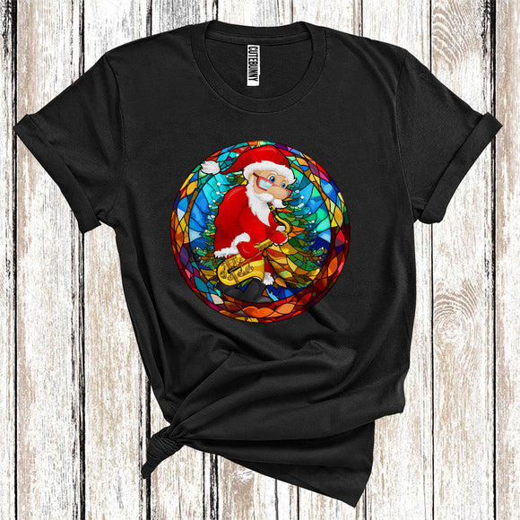 MacnyStore - Santa Playing Saxophone Cute Merry Christmas Colorful Xmas Tree Musical Instruments Player T-Shirt