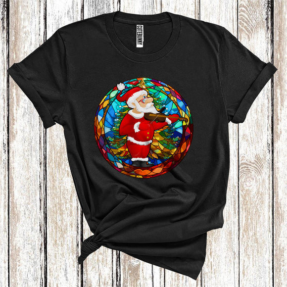 MacnyStore - Santa Playing Violin Cute Merry Christmas Colorful Xmas Tree Musical Instruments Player T-Shirt
