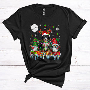 MacnyStore - Santa Reindeer Bernedoodle With Gnomes Cute Christmas Lights Animal Owner T-Shirt