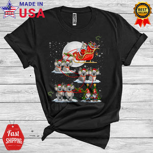MacnyStore - Santa Riding Koala Bears Christmas Snowing Moon Night Cute Xmas Lights Santa Koala Bears Lover T-Shirt