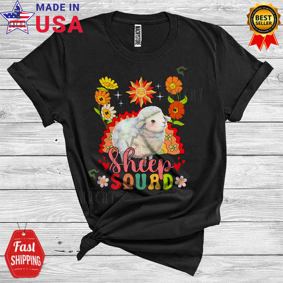 MacnyStore - Sheep Squad Funny Farmer Women Girl Floral Rainbow Animal Lover T-Shirt