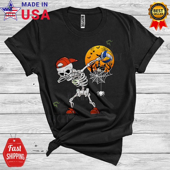 MacnyStore - Skeleton Dabbing Volleyball Ball Player Funny Halloween Costume Sports Lover T-Shirt