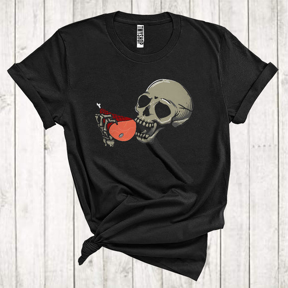 MacnyStore - Skull Eating Ham Funny Halloween Costume Food Lover Matching Family Group T-Shirt