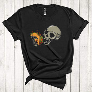 MacnyStore - Skull Eating Taco Funny Halloween Costume Mexican Food Lover Matching Family Group T-Shirt