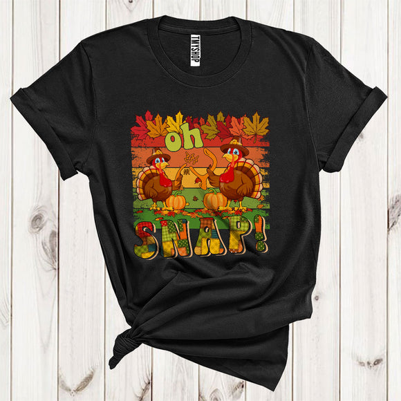 MacnyStore - Snap Funny Thanksgiving Autumn Fall Leaves Two Turkeys Breaking Gripper Bone T-Shirt