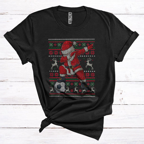 MacnyStore - Soccer Dabbing Santa Player With Ball Cool Sports Sweater Lover Christmas T-Shirt
