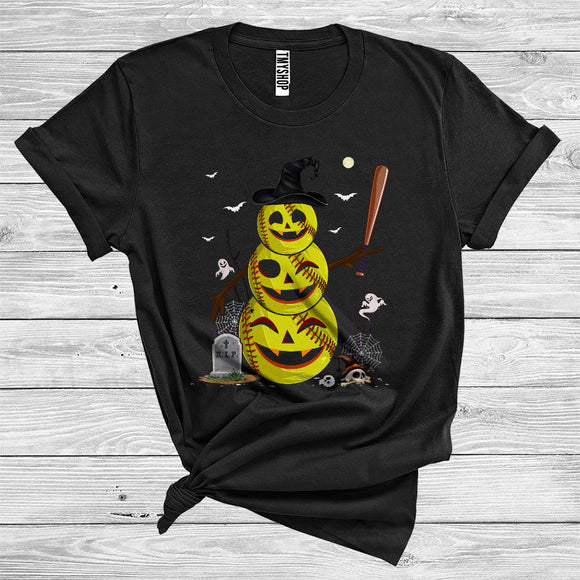 MacnyStore - Softball Snowman Witch Player Funny Halloween Costume Ball Sports Lover T-Shirt