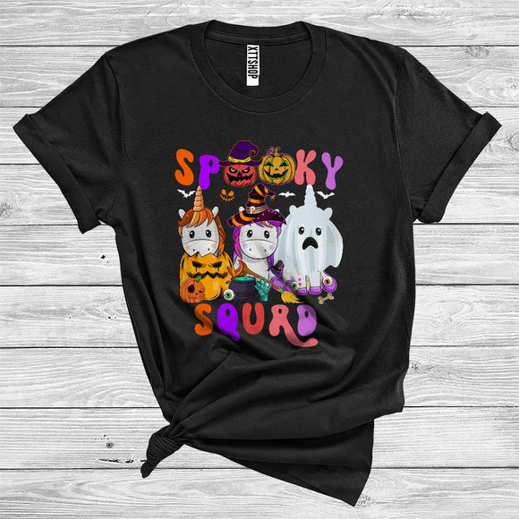 MacnyStore - Spooky Squad Funny Three Witch Pumpkin Ghost Boo Unicorn Halloween Costume Animal Lover T-Shirt