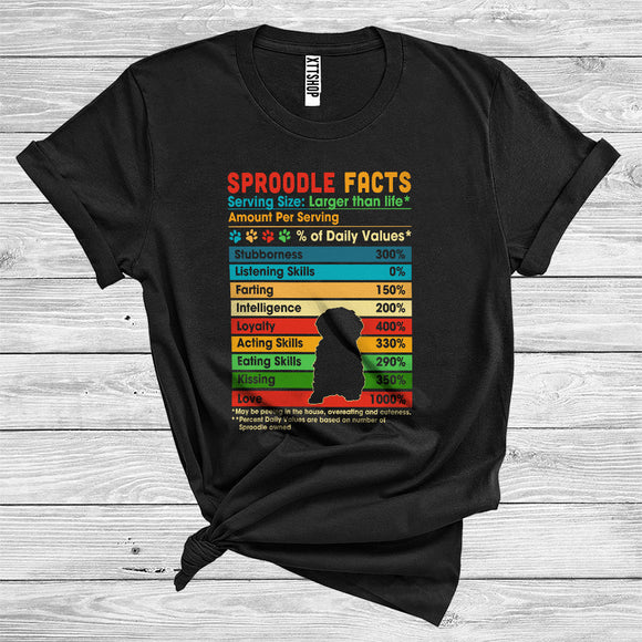 MacnyStore - Sproodle Facts Percent Of Daily Values Funny Skills Puppy Owner T-Shirt