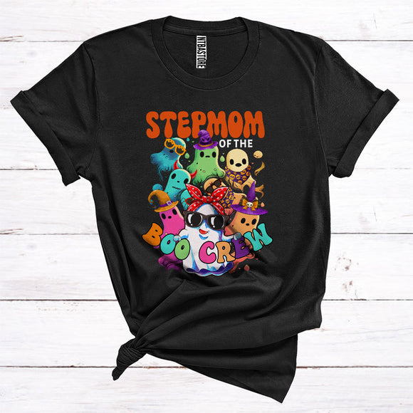 MacnyStore - Stepmom Of The Boo Team Crew Cute Ghost Witch Sunglasses Boo Halloween Family Group T-Shirt
