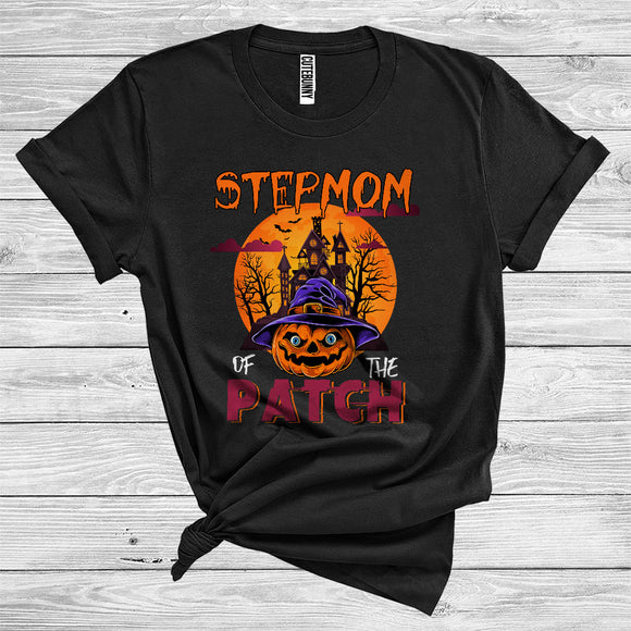 MacnyStore - Stepmom Of The Patch Funny Halloween Costume Horror Witch Carved Pumpkin Family Group T-Shirt