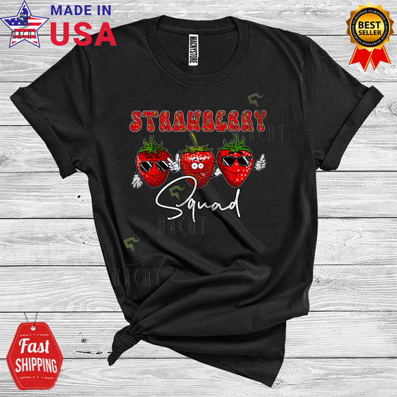 MacnyStore - Strawberry Squad Funny Sunglasses Strawberries Fruits Vegan Healthy Lover Friends Family Group T-Shirt