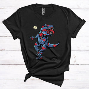 MacnyStore - T-Rex Zombie Funny Halloween Costume Horror Dinosaur With Moon Kids Toddler T-Shirt