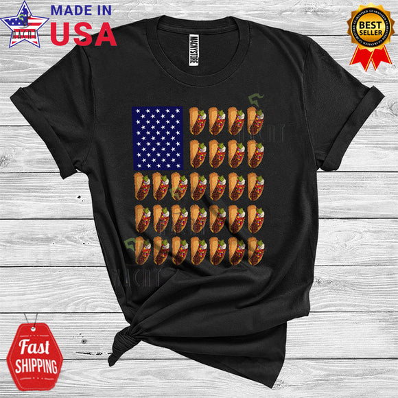 MacnyStore - Taco American Flag Cool Mexican Food Lover Patriotic Summer Vacation 4th Of July T-Shirt