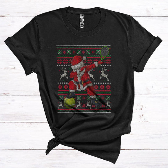 MacnyStore - Tennis Dabbing Santa Player With Ball Cool Sports Sweater Lover Christmas T-Shirt