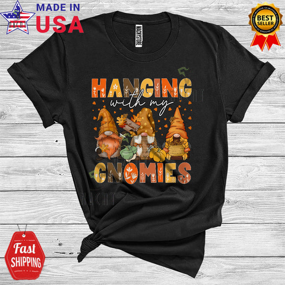 MacnyStore - Thanksgiving Hanging With My Gnomies Cute Three Gnomes Autumn Lover Matching Group T-Shirt