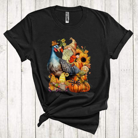 MacnyStore - Thanksgiving Happy Fall Gnome Riding Turkey Pilgrim Pumpkin Sunflower Autumn Lover T-Shirt