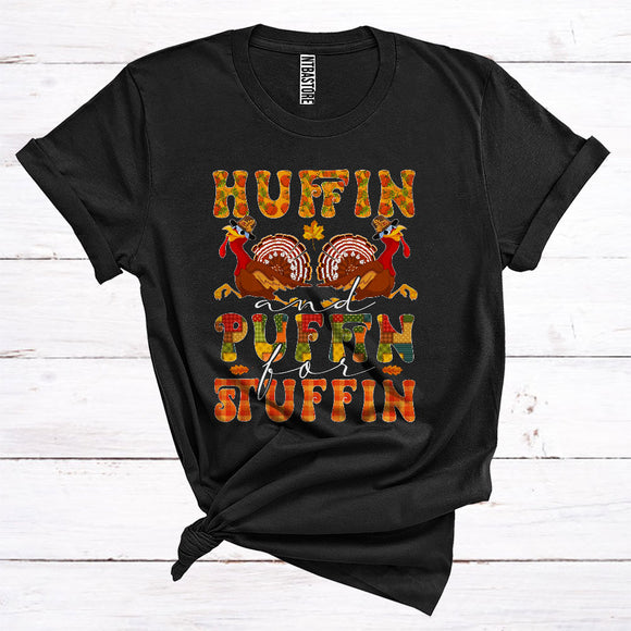 MacnyStore - Thanksgiving Huffin And Puffin For Stuffin Funny Running Turkeys Pilgrim Fall Lover T-Shirt