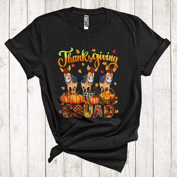 MacnyStore - Thanksgiving Squad Cool Pumpkins Fall Leaf Three Pilgrim Donkeys Animal Lover T-Shirt