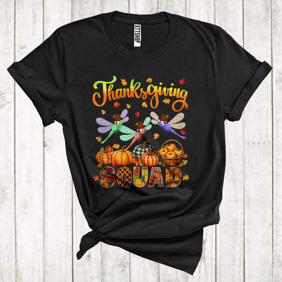 MacnyStore - Thanksgiving Squad Cool Pumpkins Fall Leaf Three Pilgrim Dragonflies Animal Lover T-Shirt