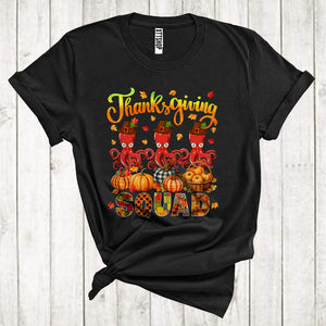 MacnyStore - Thanksgiving Squad Cool Pumpkins Fall Leaf Three Pilgrim Octopuses Animal Lover T-Shirt