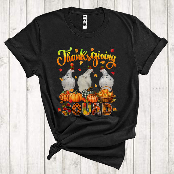 MacnyStore - Thanksgiving Squad Cool Pumpkins Fall Leaf Three Pilgrim Pigeons Animal Lover T-Shirt
