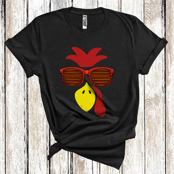 MacnyStore - Thanksgiving Turkey Face Wearing Glasses Cute Turkey Lover Kids T-Shirt
