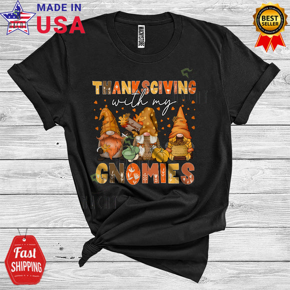 MacnyStore - Thanksgiving With My Gnomies Cute Three Gnomes Autumn Lover Matching Group T-Shirt