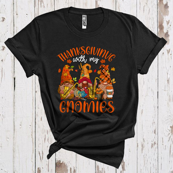MacnyStore - Thanksgiving With My Gnomies Funny Playing Saxophone Musical Instrument Lover T-Shirt