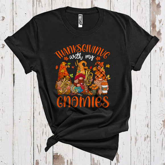 MacnyStore - Thanksgiving With My Gnomies Funny Playing Tuba Musical Instrument Lover T-Shirt