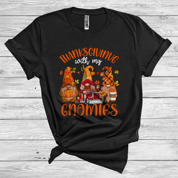 MacnyStore - Thanksgiving with My Gnomies Truck Driver Group Cool Fall Leaves Autumn Lover T-Shirt