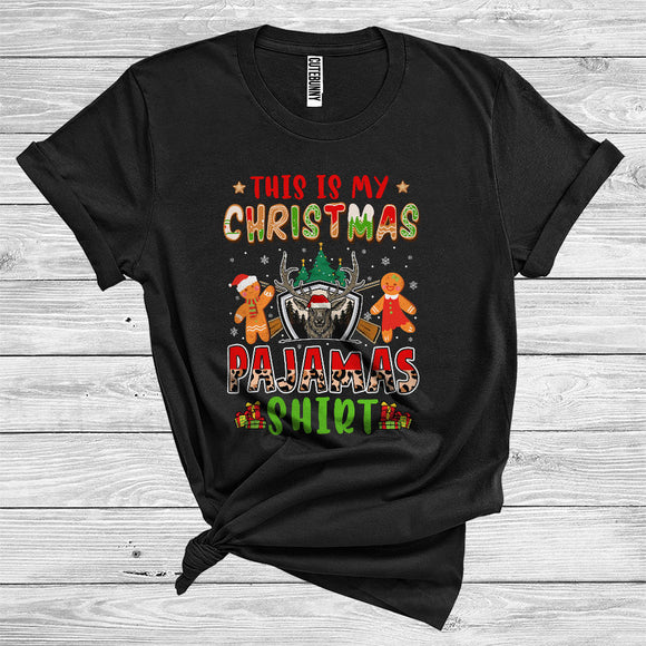 MacnyStore - This Is My Christmas Pajama Shirt Cool Couple Gingerbread Man Hunting Lover Xmas T-Shirt