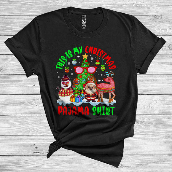MacnyStore - This Is My Christmas Pajama Shirt Cool Santa Snowman Deer Christmas Tree Ornaments T-Shirt